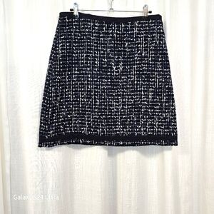 2/$30 Anne Taylor Black Tweed Boardroom Chic Zip Up Skirt Size 12‎ Office Siren
